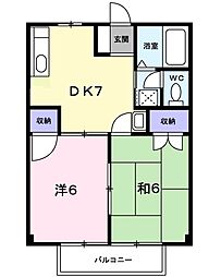 Ｓａｎｔｙひまわり 2階2DKの間取り