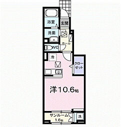 ＧＲＡＮ・Ｍ 1階ワンルームの間取り
