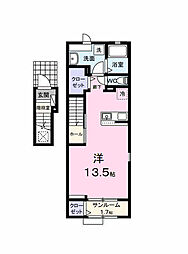 ＧＲＡＮ・Ｍ 2階ワンルームの間取り