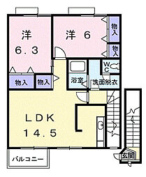 メゾン・サンパティーク 2階2LDKの間取り