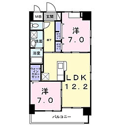 グランド パーク シティ 与儀 2LDKの間取図画像