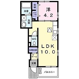 ベルアンジュ壱番館 1階1LDKの間取り