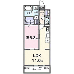 アウラティエ 2階1LDKの間取り