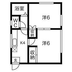 レジデンスシカマ 102 1階2Kの間取り