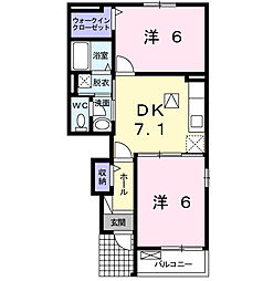 サンフィオーレ　Ｃ 1階2DKの間取り