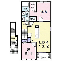 オリーブビレッジ上野山II 2階2LDKの間取り