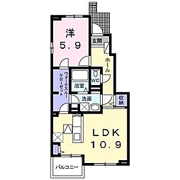 グリーングラスB 1LDKの間取図画像