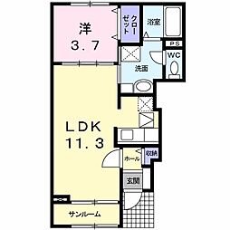 グリ−ンヒル 104 1階1LDKの間取り
