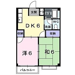 エルダーハイツ 2階2DKの間取り
