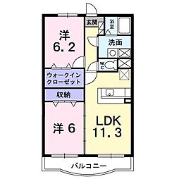 セントラルヒルズ 1階2LDKの間取り