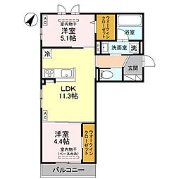 D-Grande下轡田　C 2階2LDKの間取り