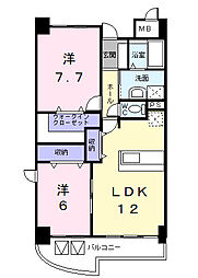 シャルマン　ヴェガ 2階2LDKの間取り