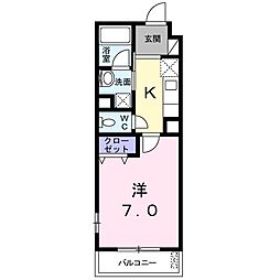 グランヴィッセン 1Kの間取図画像