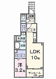 城町1丁目アパート（028434901） 1階1LDKの間取り