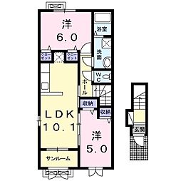 フェリス 2階2LDKの間取り