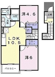 ホルティパークＡ 2階2LDKの間取り