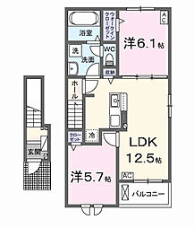 シエル 2LDKの間取図画像