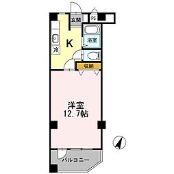 サザンコート 301 3階1Kの間取り