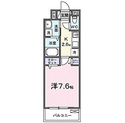 ヒカルサ熊谷サウス 1Kの間取図画像
