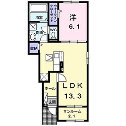 クレストI 1LDKの間取図画像