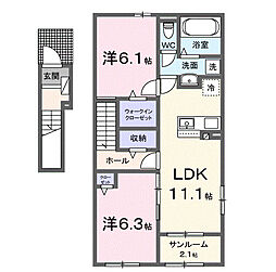 ラフィネ IV 2LDKの間取図画像