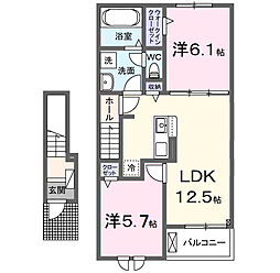 エスポワール カモリ II 2LDKの間取図画像