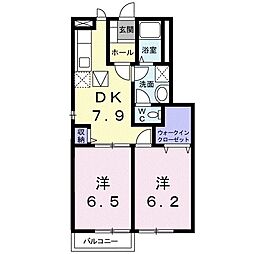 ペリプエスト 2DKの間取図画像