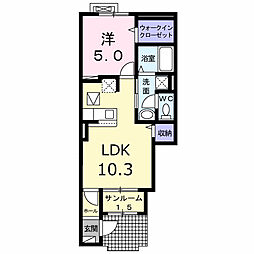 マルベリー ライト キタヤマ 1LDKの間取図画像