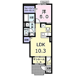マルベリー ライト キタヤマ 1LDKの間取図画像