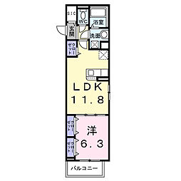 ボワ リュネール 1LDKの間取図画像