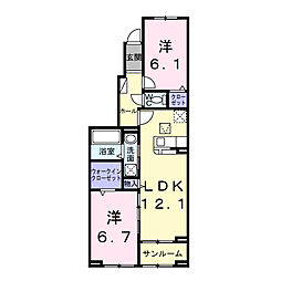 エリオス 2LDKの間取図画像