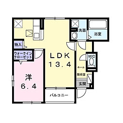 ハウス フェリーチェ II 1LDKの間取図画像
