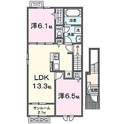 新屋北浜町アパート(028704401) 2LDKの間取図画像