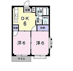 エルディム福島B 2DKの間取図画像