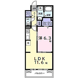 ルポン ボヌール 1LDKの間取図画像