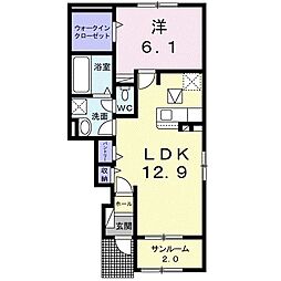アルコバレーノB 1LDKの間取図画像