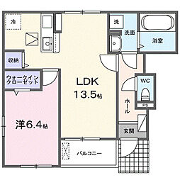 フローラル 1LDKの間取図画像