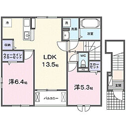 フローラル 2LDKの間取図画像