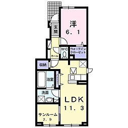 ヴィラ シャングリラ 寺尾 1LDKの間取図画像