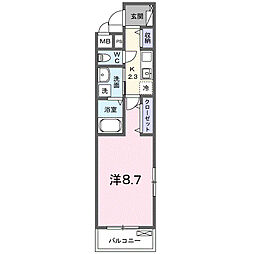 東山町アパート(028260201) 1Kの間取図画像