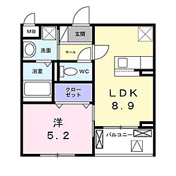 ソレイユ八条春日 1LDKの間取図画像