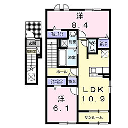 静岡市葵区昭府1丁目アパート 2LDKの間取図画像