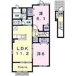 ブランシェスB 2LDKの間取図画像