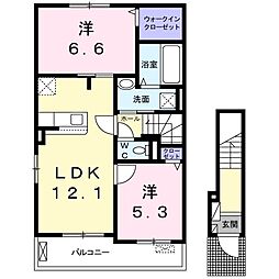 ルタンS1 2LDKの間取図画像