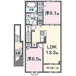 メゾン ド ソアレII 2LDKの間取図画像