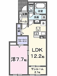 うららII 1LDKの間取図画像