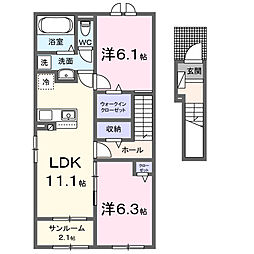 アヴァン・リヴィエール 2LDKの間取図画像