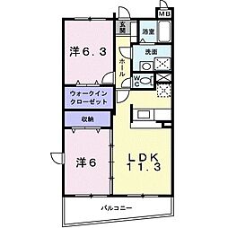 グランラフィーネ 2LDKの間取図画像