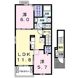 サンライズ1 2LDKの間取図画像