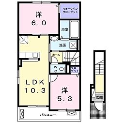 コンフォールH 2LDKの間取図画像